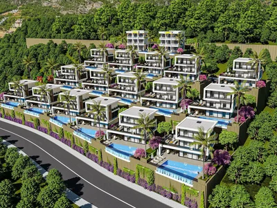 Wohnanlage New complex of villas with swimming pools and terraces, Alanya, Turkey