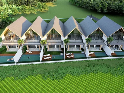Residential complex Two-storey townhouses near rice fields, 15 minutes to the beach, Changgu, Bali, Indonesia