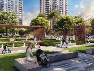 Residential complex New Oria Residence with a garden and swimming pools near the canal, Ras Al Khor, Dubai, UAE
