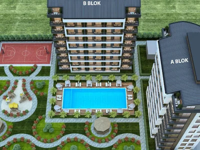 Residential complex Residential complex with a swimming pool close to the beaches and the city center of Antalya, Turkey