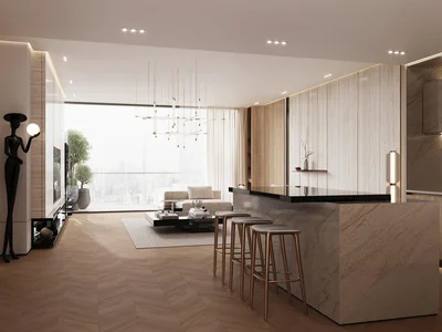 Complexe résidentiel Apartments in the new Ivory residence with swimming pools and a mini golf course in the Al Jaddaf area, Dubai