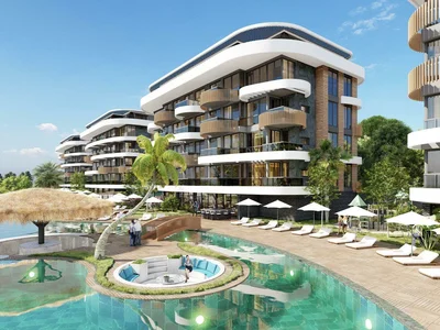 Complejo residencial Residential complex with views of the Mediterranean Sea, the Toros Mountains and the ancient fortress of Alanya, Kestel, Turkey
