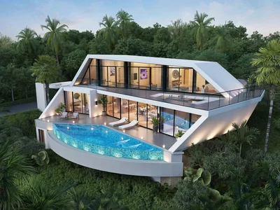 Zespół mieszkaniowy New residential complex of villas with swimming pools and sea views, 8 minutes drive to Bo Phut beach, Samui, Thailand