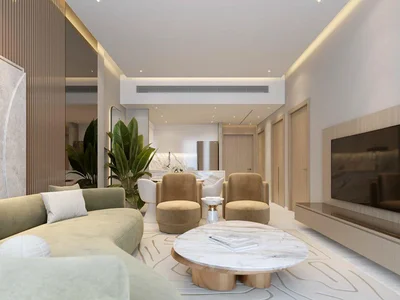 Wohnanlage New complex of furnished apartments Ananda Residences with a swimming pool and sports grounds, Motor City, Dubai, UAE