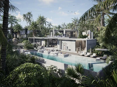 Complexe résidentiel New complex of villas and townhouses with swimming pools, a shopping mall and restaurants, Ubud, Bali, Indonesia
