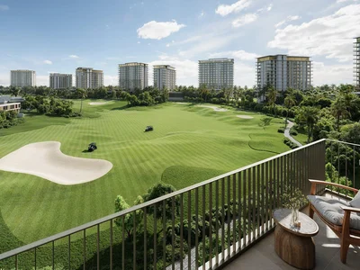 Wohnanlage New Golf Dale Residence with a golf course, swimming pools, and a clubhouse, Emaar South, Dubai, UAE