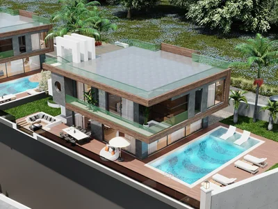 Zespół mieszkaniowy New complex of villas with swimming pools and panoramic views close to the sea, Alanya, Turkey