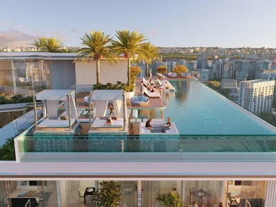 Residential complex New complex of furnished apartments Cove Grand with swimming pools, lounge areas and mini golf, Dubai Land Residence Complex, UAE