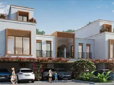 Wohnanlage New residence Mykonos with a beach and lounge areas, Damac Lagoons, Dubai, UAE