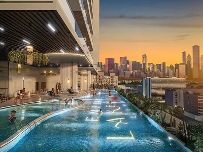 Zespół mieszkaniowy New residence Empire Lakeviews Liwan with swimming pools, a mini golf course and a co-working area in the vibrant area of Liwan, Dubai, UAE