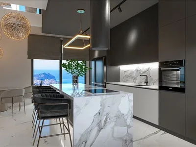 Residential complex New complex of villas with swimming pools and panoramic views close to the sea and the city center of Alanya, Turkey