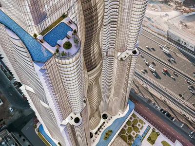 Residential complex Al Habtoor Tower — high-rise residence by Al Habtoor Group with a swimming pool and a lounge area in Business Bay, Dubai