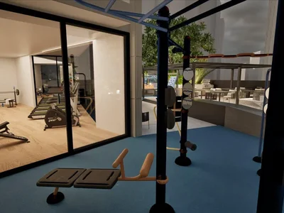 Complexe résidentiel New Esplora Residence with a swimming pool, green and lounge areas, JVC, Dubai, UAE