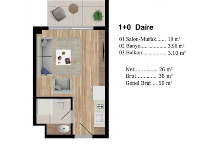 Wohngebäude Apartment in İzmir (1+1) - (1+0)