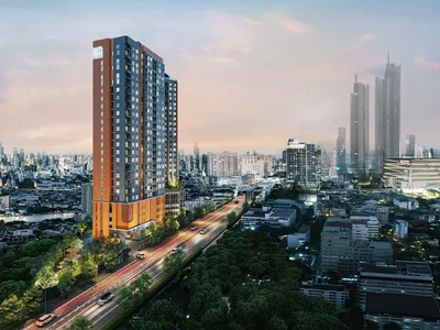 Residential complex Residential complex with panoramic views of the river and the city, next to the metro station, Bangkok, Thailand