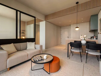 Residential complex UPSIDE Living — furnished apartments in a new residence by SRG Holding with a swimming pool and conference rooms in the modern district of Business Bay, Dubai