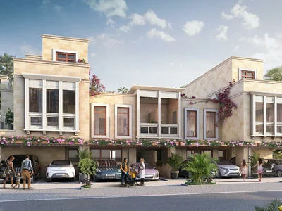 Complexe résidentiel Malta townhouses surrounded by lagoons and sandy beaches, DAMAC Lagoons, Dubai, UAE