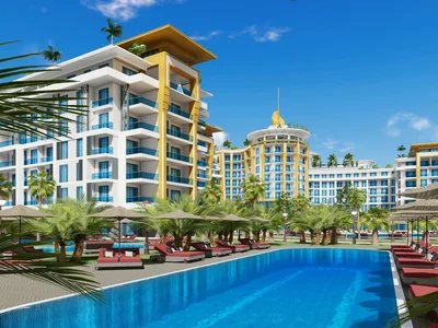 Zespół mieszkaniowy New beachfront residence with a private beach and a 5-star hotel in a picturesque area, Turkler, Alanya, Turkey