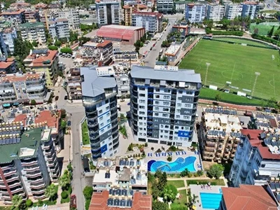 Zespół mieszkaniowy Furnished 2+1 apartment in Cleopatra Konak Twin Towers complex.
