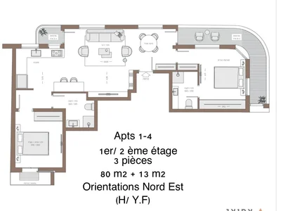 Жилой квартал Avec terrasse dans un immeuble neuf neuf projet de qualite renove