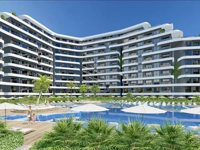 Жилой комплекс Новая резиденция с бассейнами, конференц-залом и собственным пляжем рядом с аэропортом, Алания, Турция