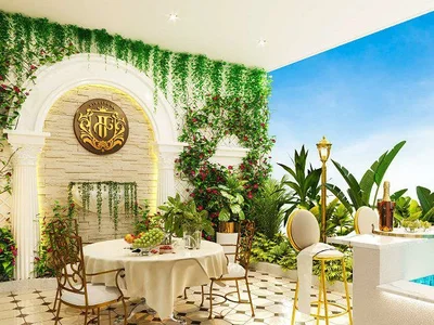 Complexe résidentiel New luxury Aqua Flora Residence with gardens, swimming pools and a kids' adventure park, Al Barsha South, Dubai, UAE